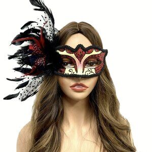 Women Costume Venetian mask Feather Masquerade Party Masks